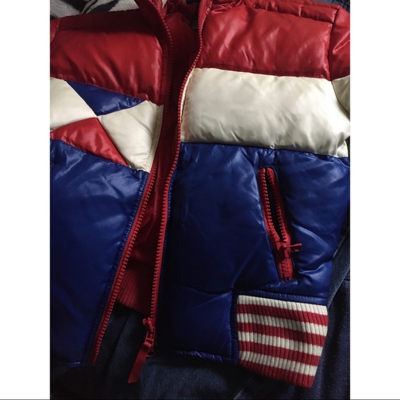 Down Winter Snow or Ski Diesel Puffer Parka Red Blue White Jacket Cool 😎 Style - Picture 8 of 9
